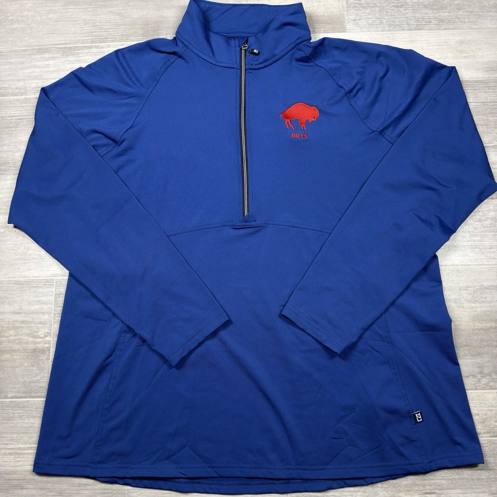 Cutter & Buck Buffalo Bills Adapt Eco Knit 1/2 Zip Pullover Blue Women's XXL New